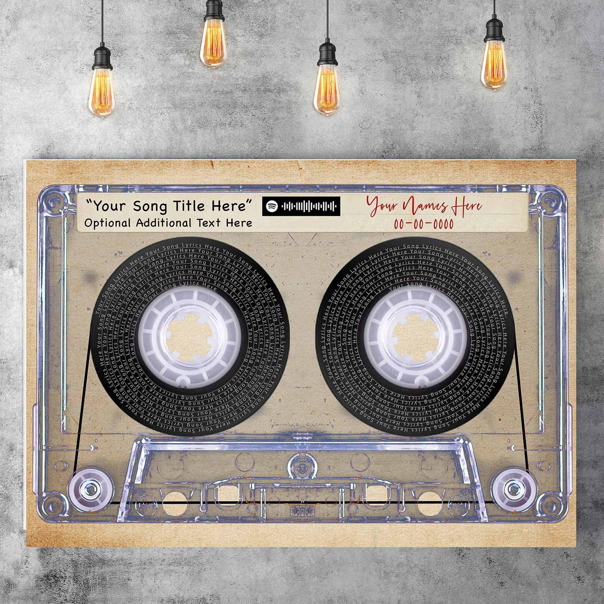 Personalized Music Song Lyrics Cassette Tape Canvas Wall Art | Customly Gifts