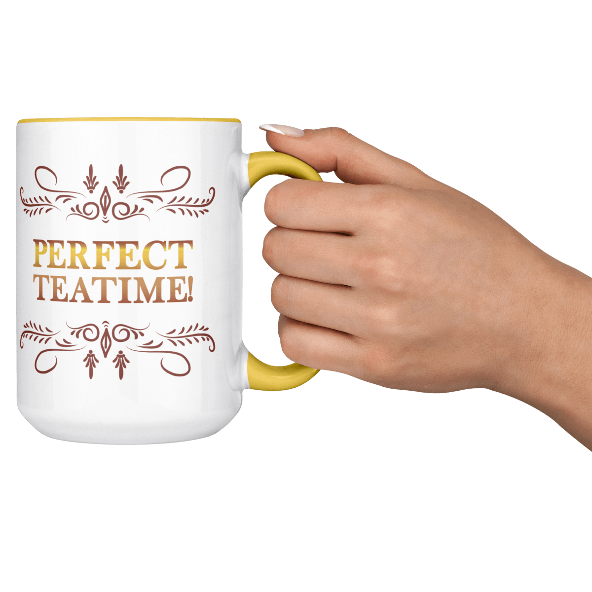 Perfect TeaTime 2 Tone White - Yellow 15oz MugCustomly Gifts