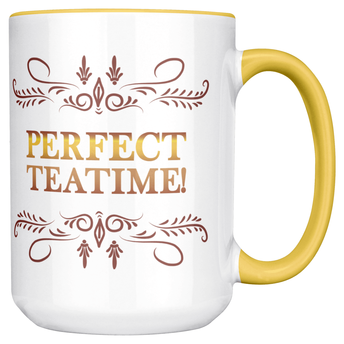 Perfect TeaTime 2 Tone White - Yellow 15oz MugCustomly Gifts