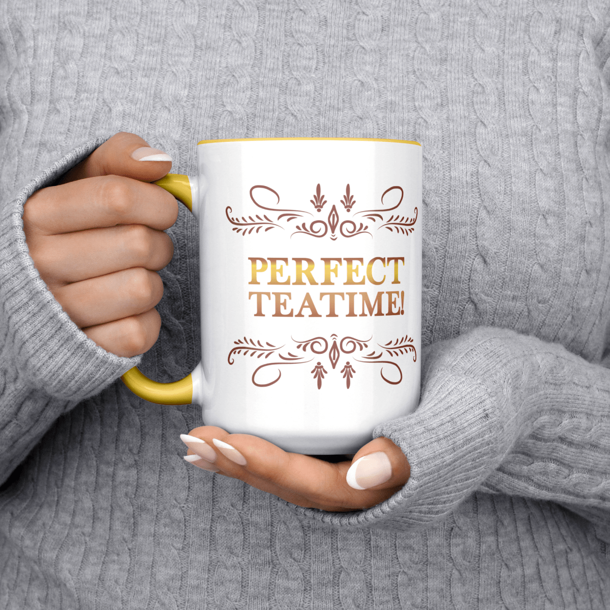 Perfect TeaTime 2 Tone White - Yellow 15oz MugCustomly Gifts