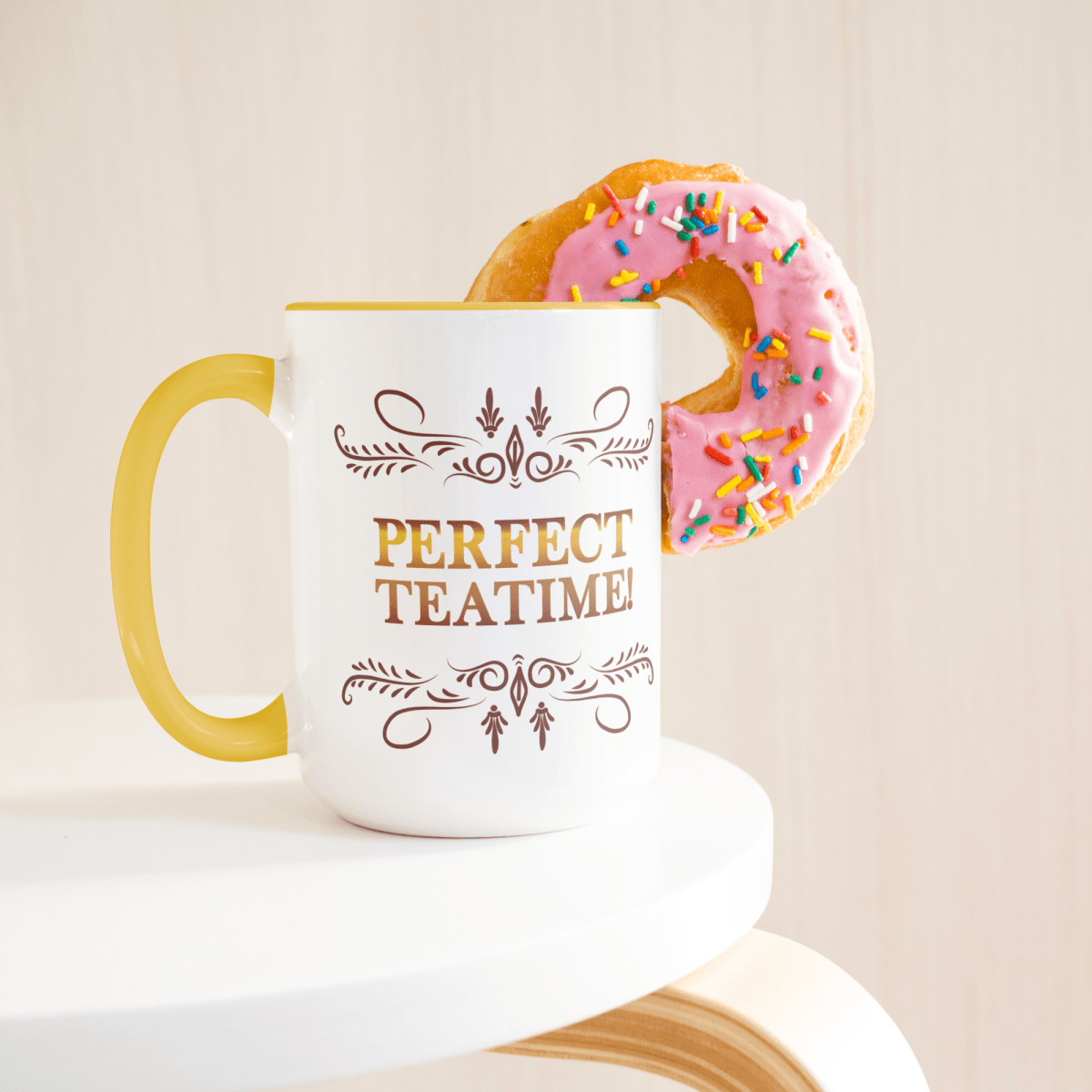 Perfect TeaTime 2 Tone White - Yellow 15oz MugCustomly Gifts