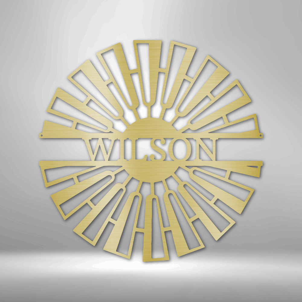 Fancy Windmill Personalized Name Text Steel SignCustomly Gifts