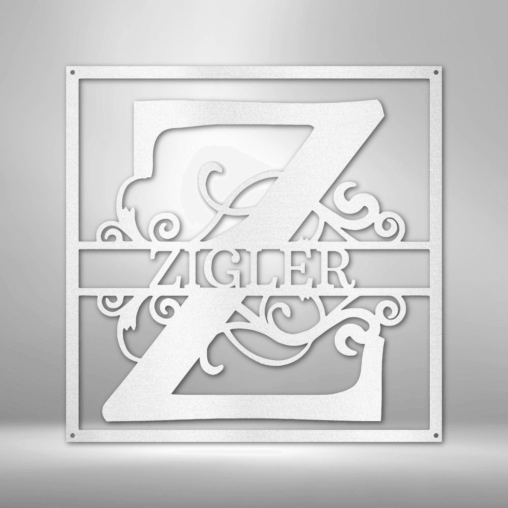 Split Square Personalized Monogram Name Steel SignCustomly Gifts