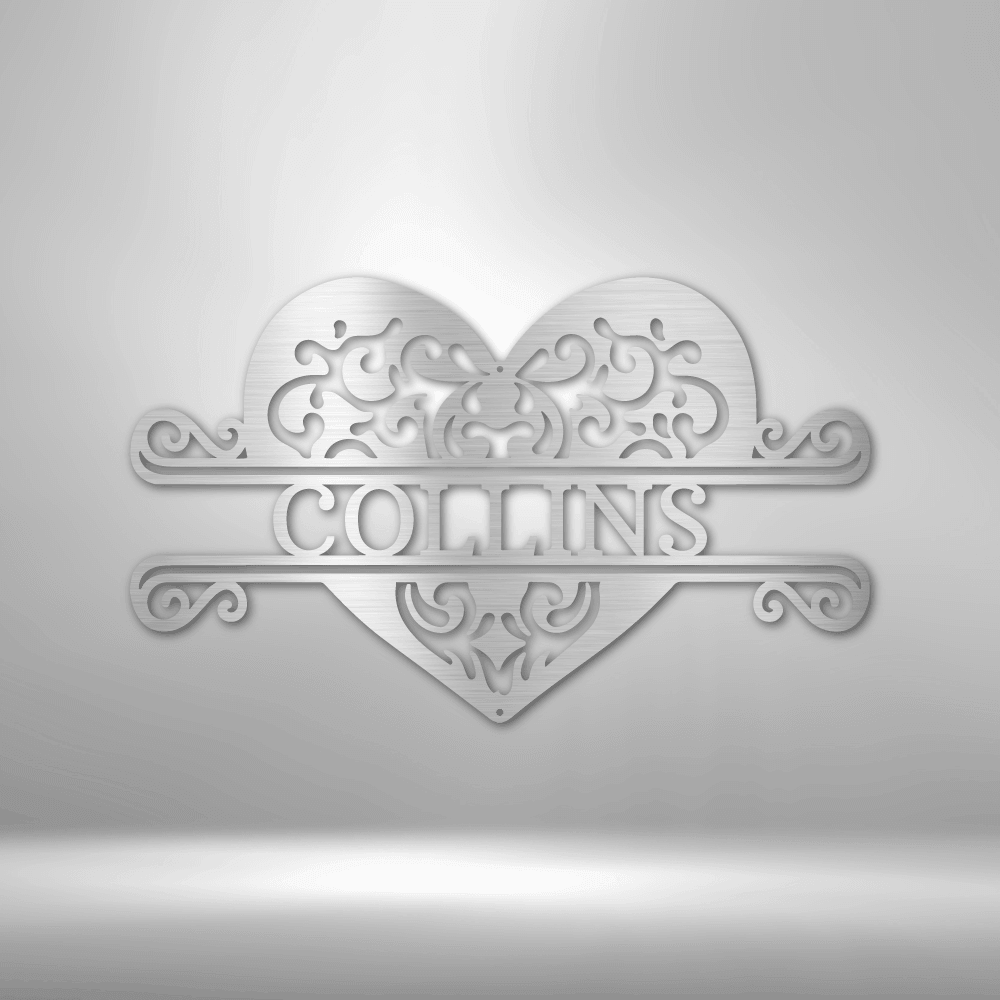 Fancy Heart Personalized Name Steel SignCustomly Gifts