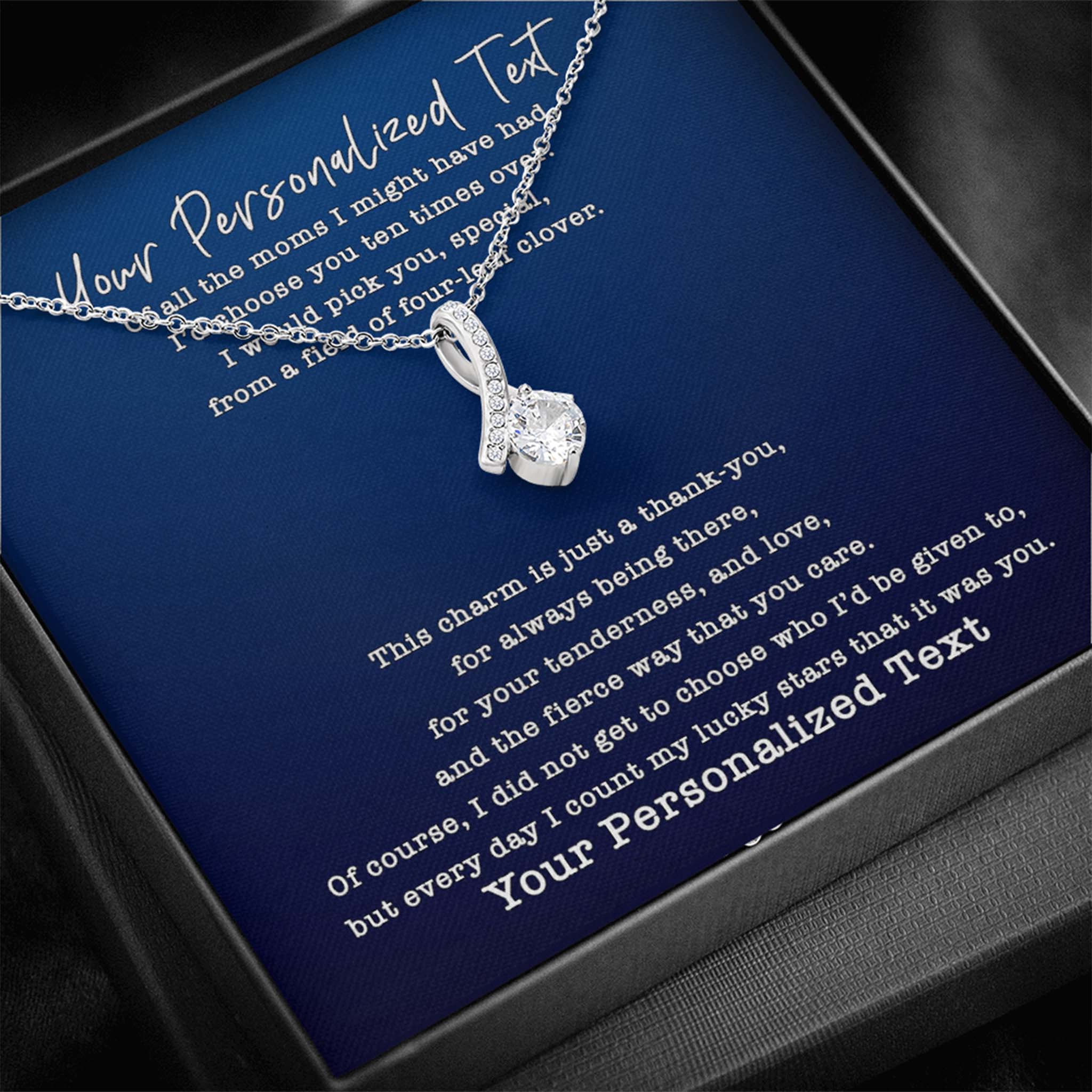 Alluring Beauty Necklace Mom I Count My Lucky Stars Personalized Insert Card (blue)Customly Gifts