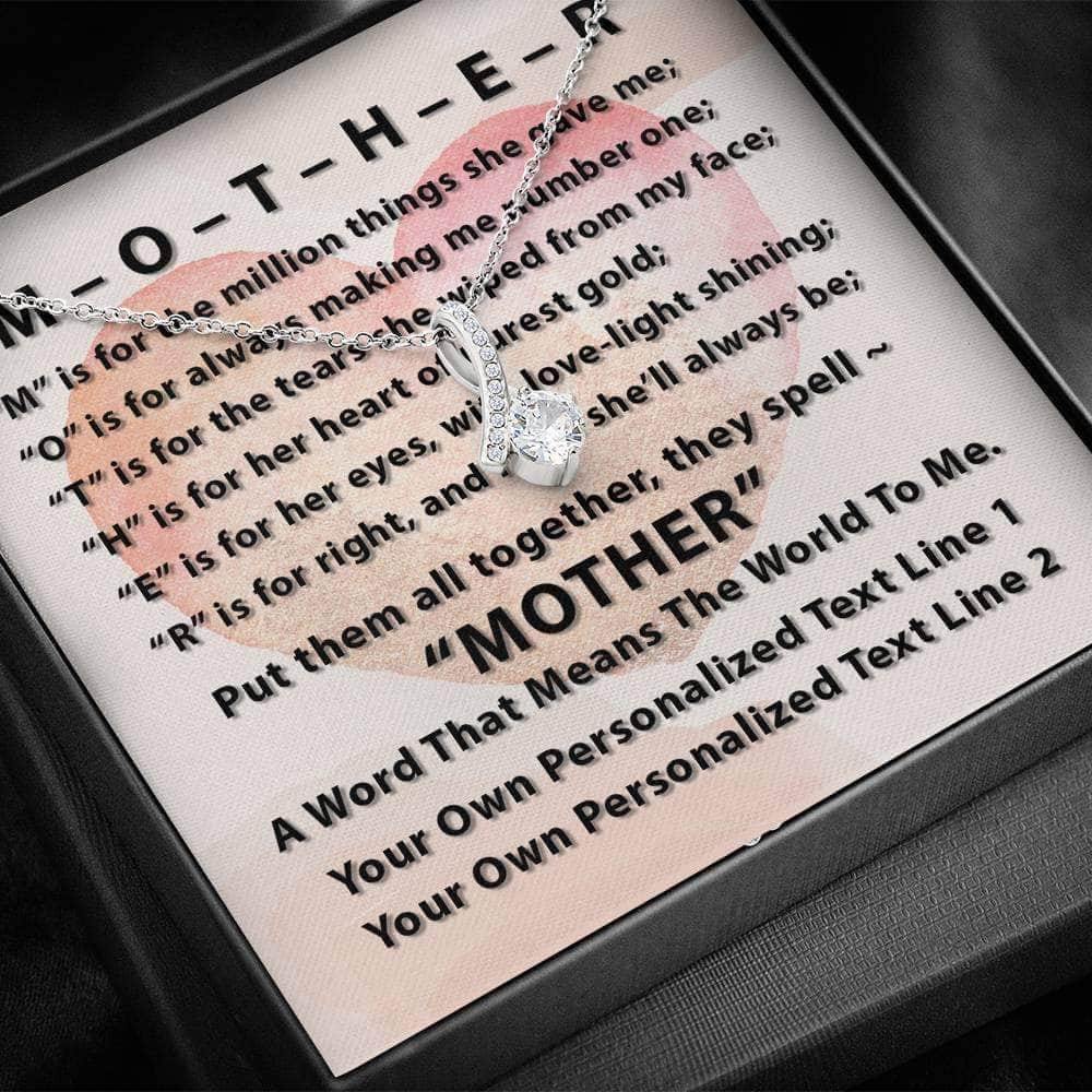 Alluring Beauty Necklace With M-O-T-H-E-R Poem Personalized Insert CardCustomly Gifts