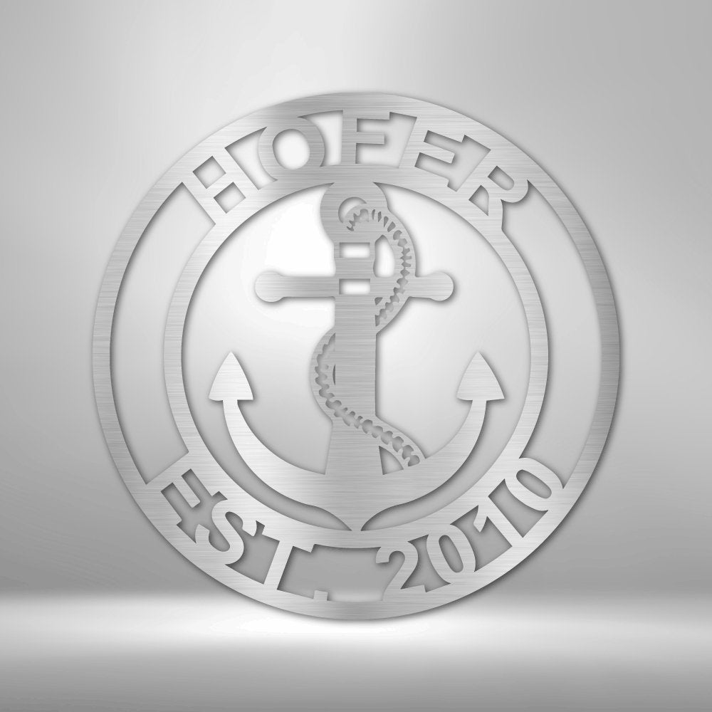 Anchor Family Personalized Name Text Steel SignCustomly Gifts