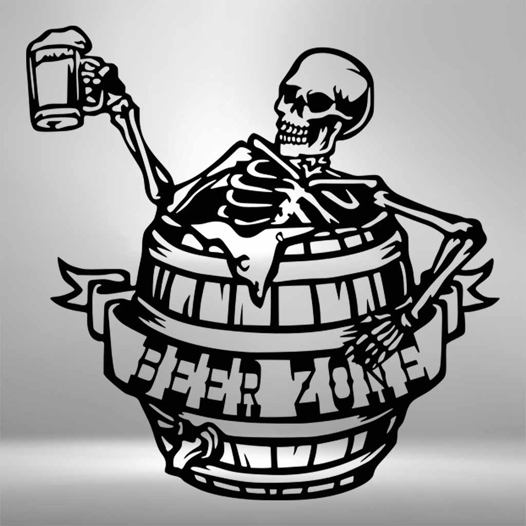 Beer Zone Skeleton in a Barrel Steel Metal Sign Wall ArtCustomly Gifts