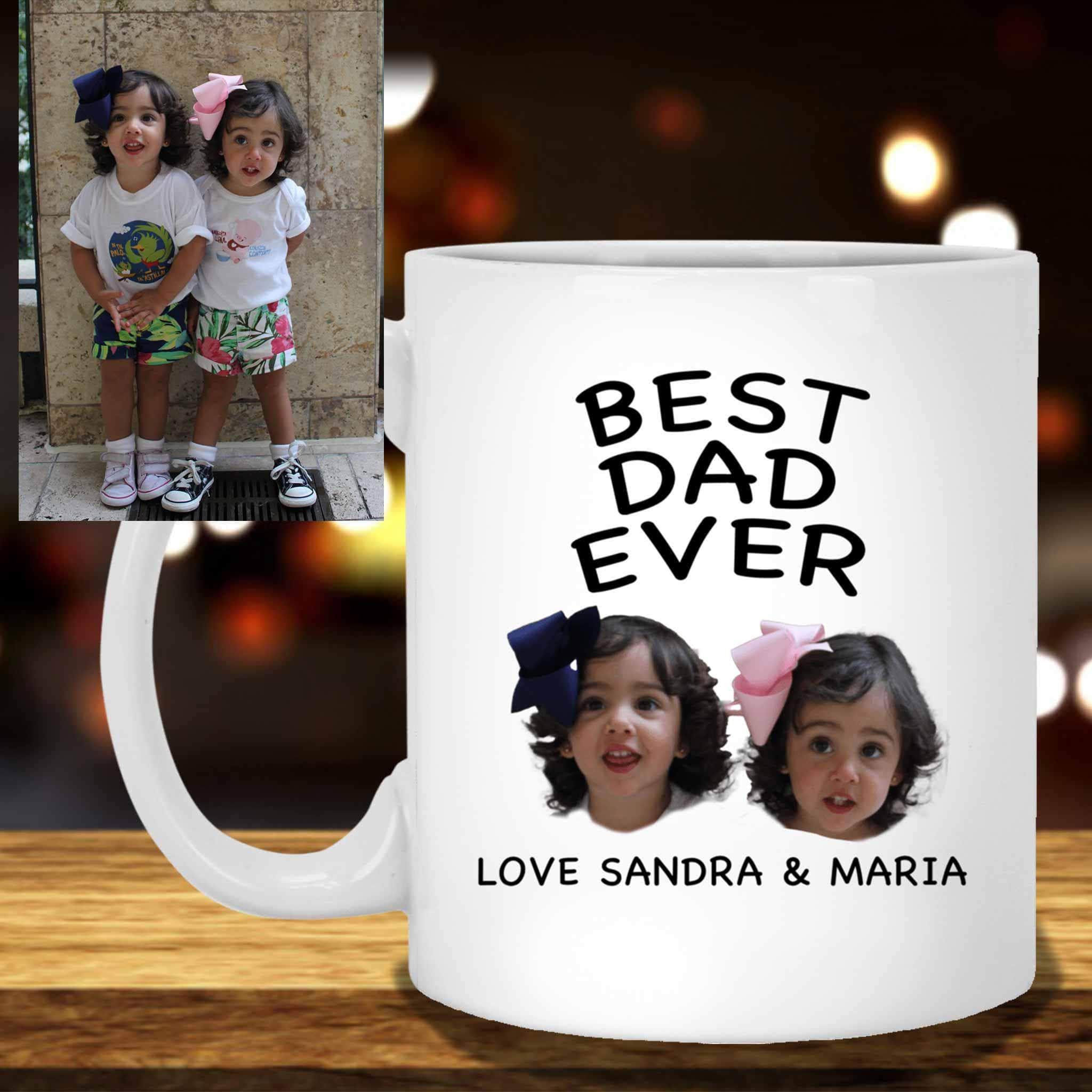 Best Dad Ever With Your Kid's Picture Custom Personalized Text White Coffee MugsCustomly Gifts