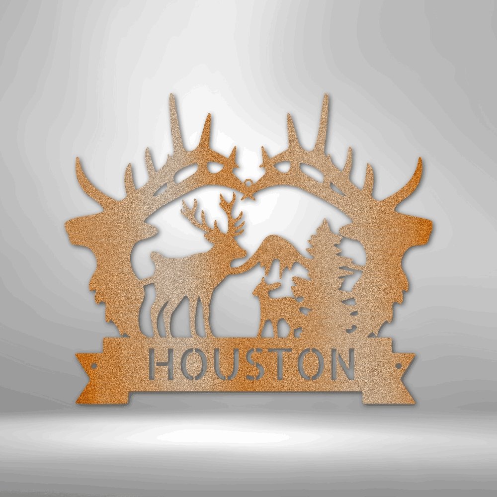Big Antler Personalized Name Text Steel SignCustomly Gifts