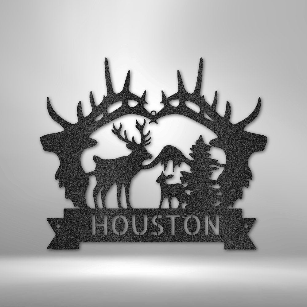 Big Antler Personalized Name Text Steel SignCustomly Gifts