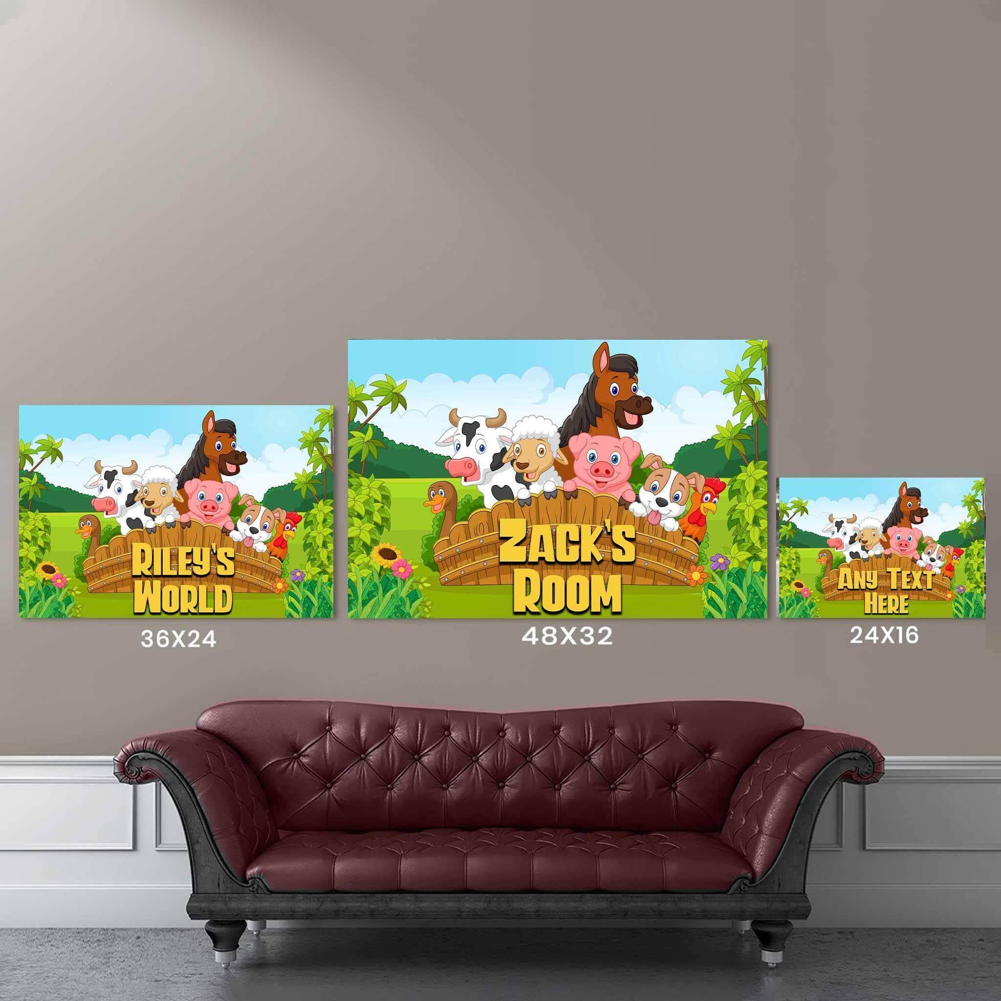 Cartoon Farm Animals v1 Kids Personalized CanvasCustomly Gifts