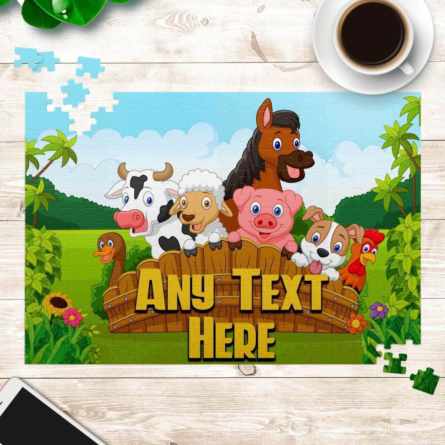 Cartoon Farm Animals v1 Kids Personalized Premium 252 Piece Jigsaw PuzzleCustomly Gifts