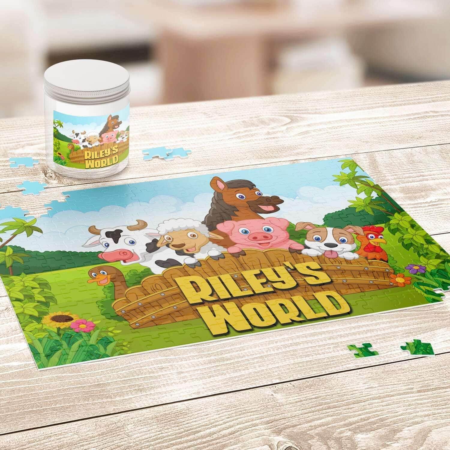 Cartoon Farm Animals v1 Kids Personalized Premium 252 Piece Jigsaw PuzzleCustomly Gifts