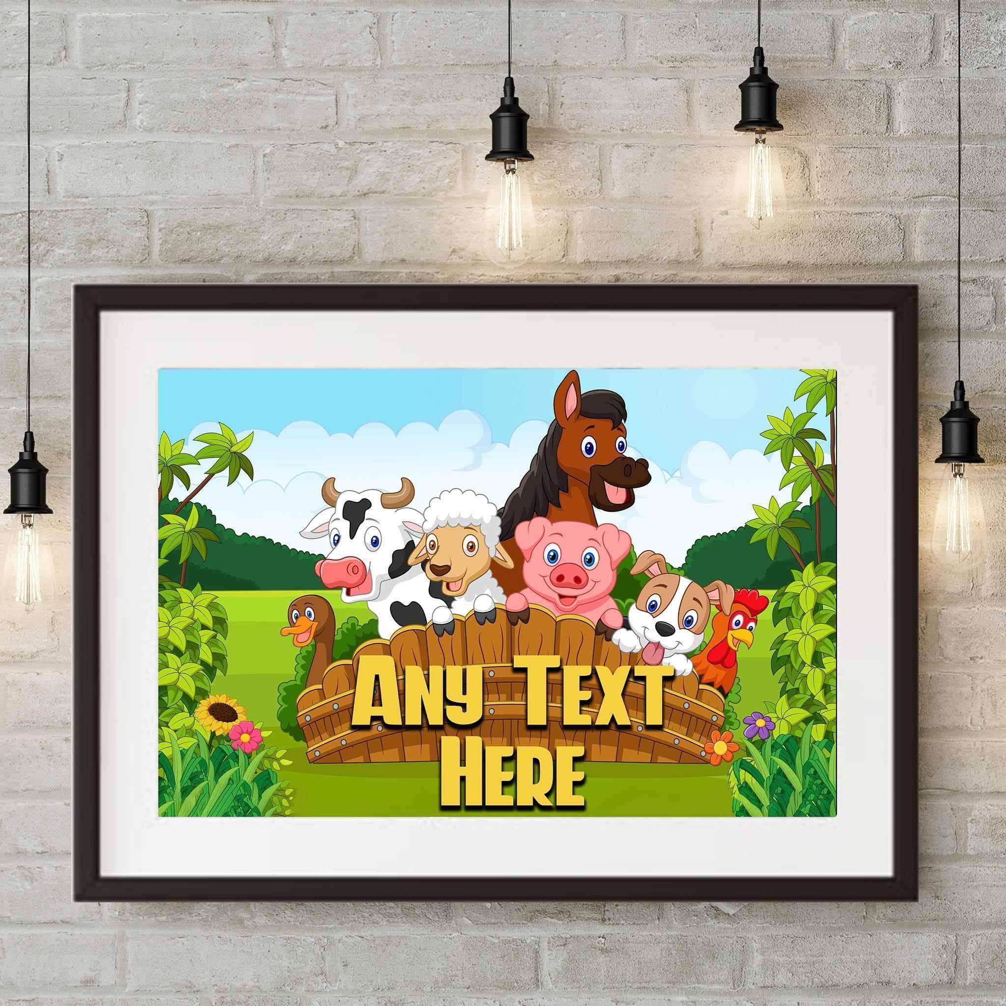 Cartoon Farm Animals v1 Kids Personalized Premium PosterCustomly Gifts
