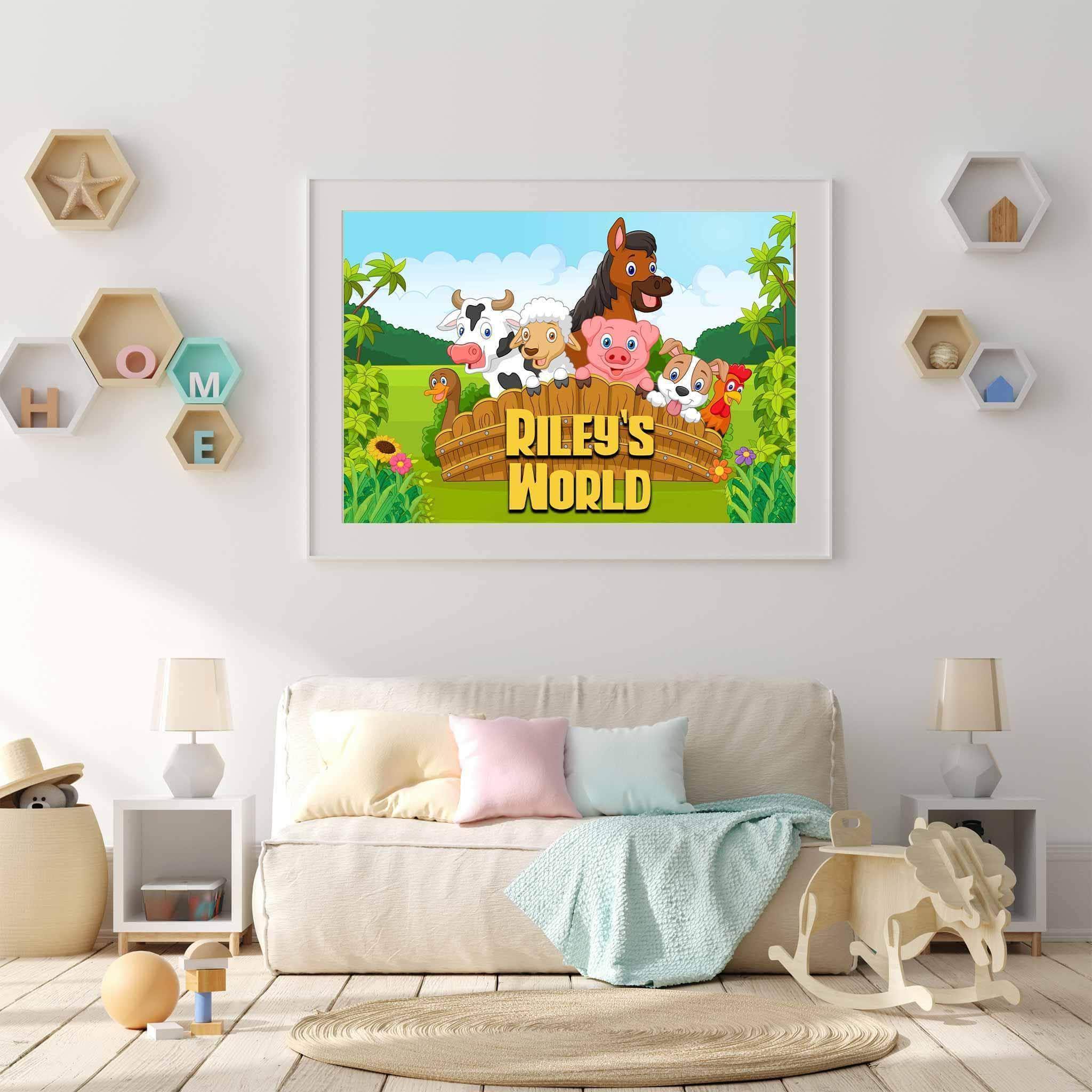 Cartoon Farm Animals v1 Kids Personalized Premium PosterCustomly Gifts