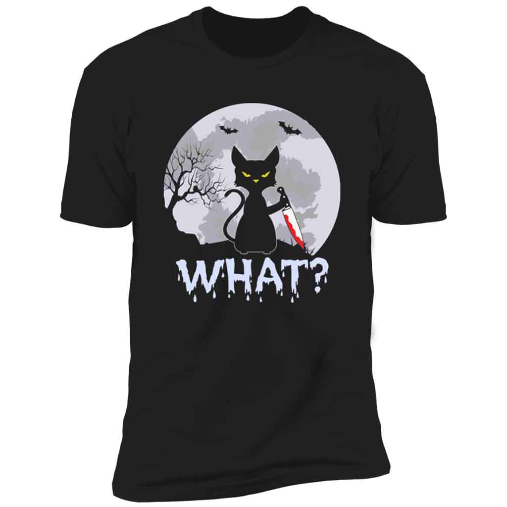 Cat What? Murderous Black Cat with Knife Men's Black ShirtCustomly Gifts