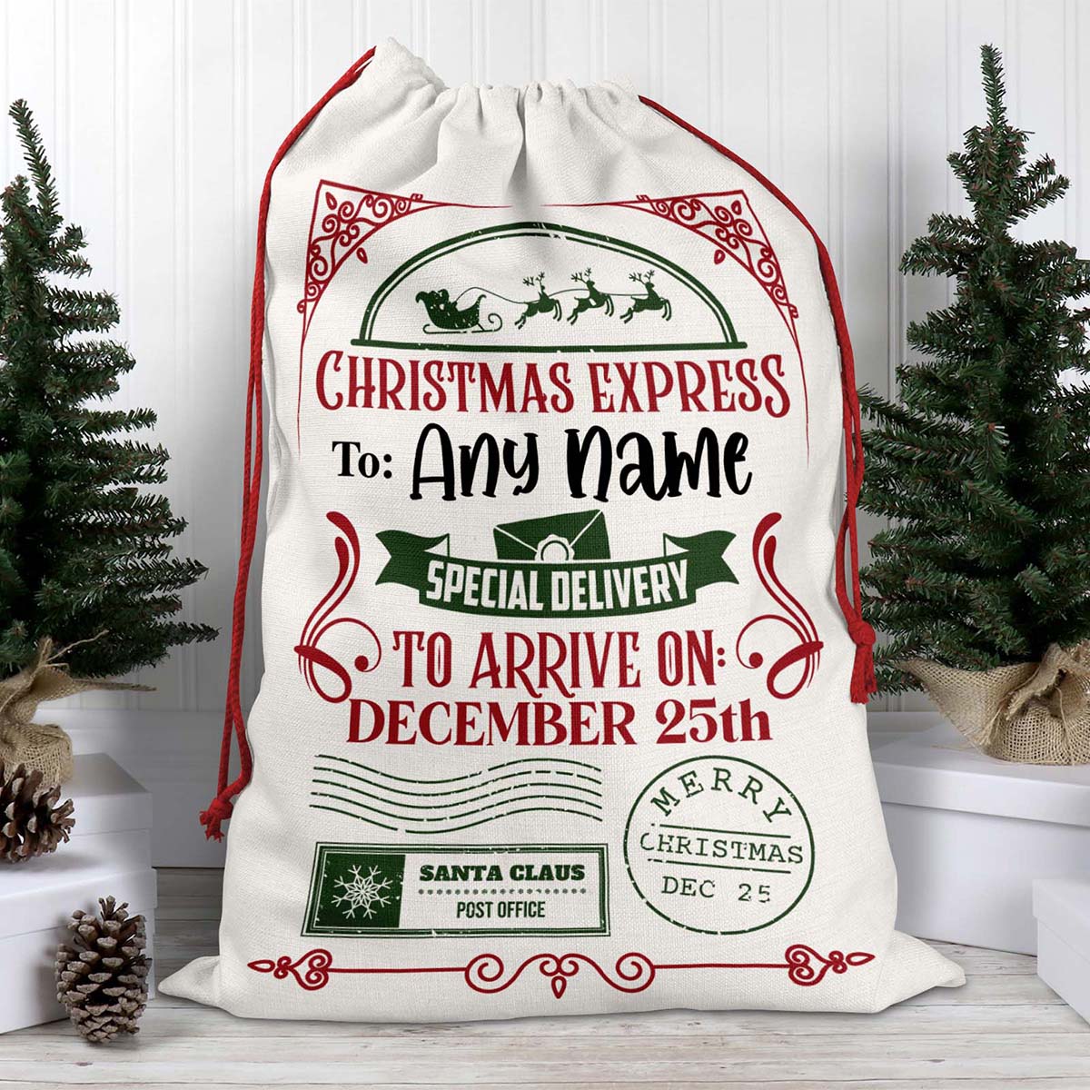 Christmas Express Special Delivery v1 Personalized Christmas Gift Delivery SackCustomly Gifts