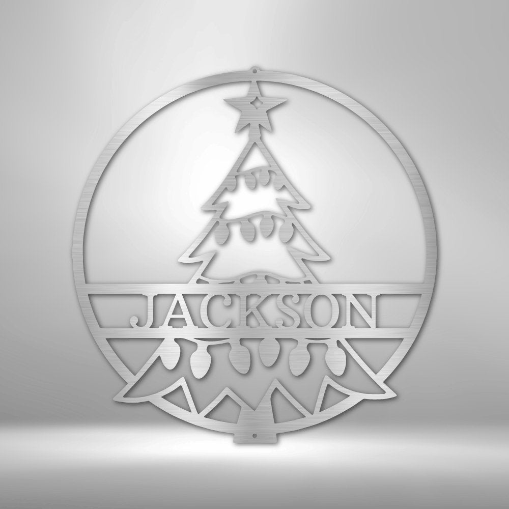 Christmas Tree Personalized Name Text Steel SignCustomly Gifts