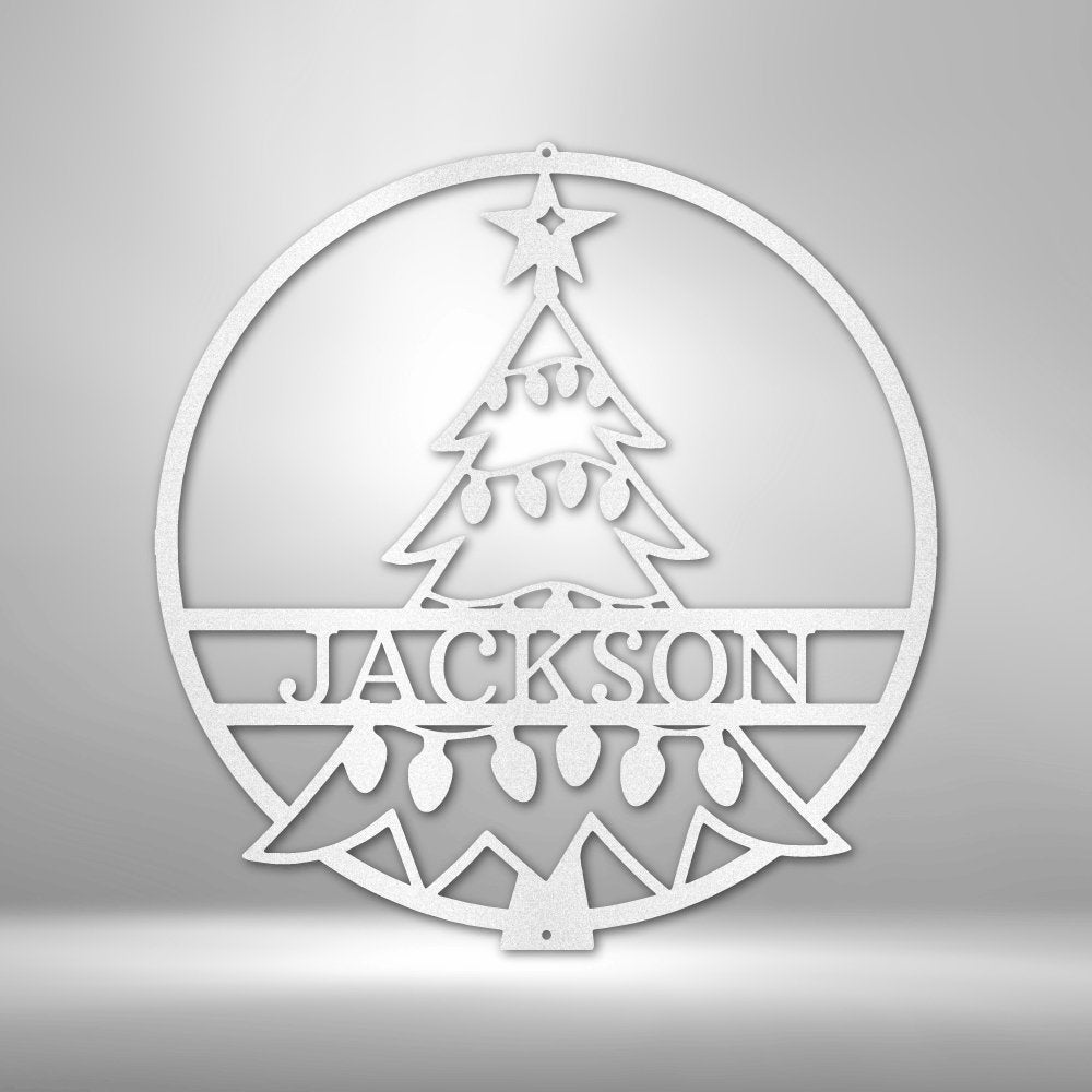 Christmas Tree Personalized Name Text Steel SignCustomly Gifts