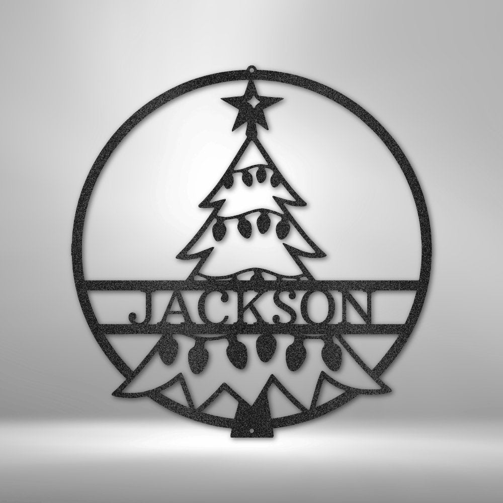 Christmas Tree Personalized Name Text Steel SignCustomly Gifts