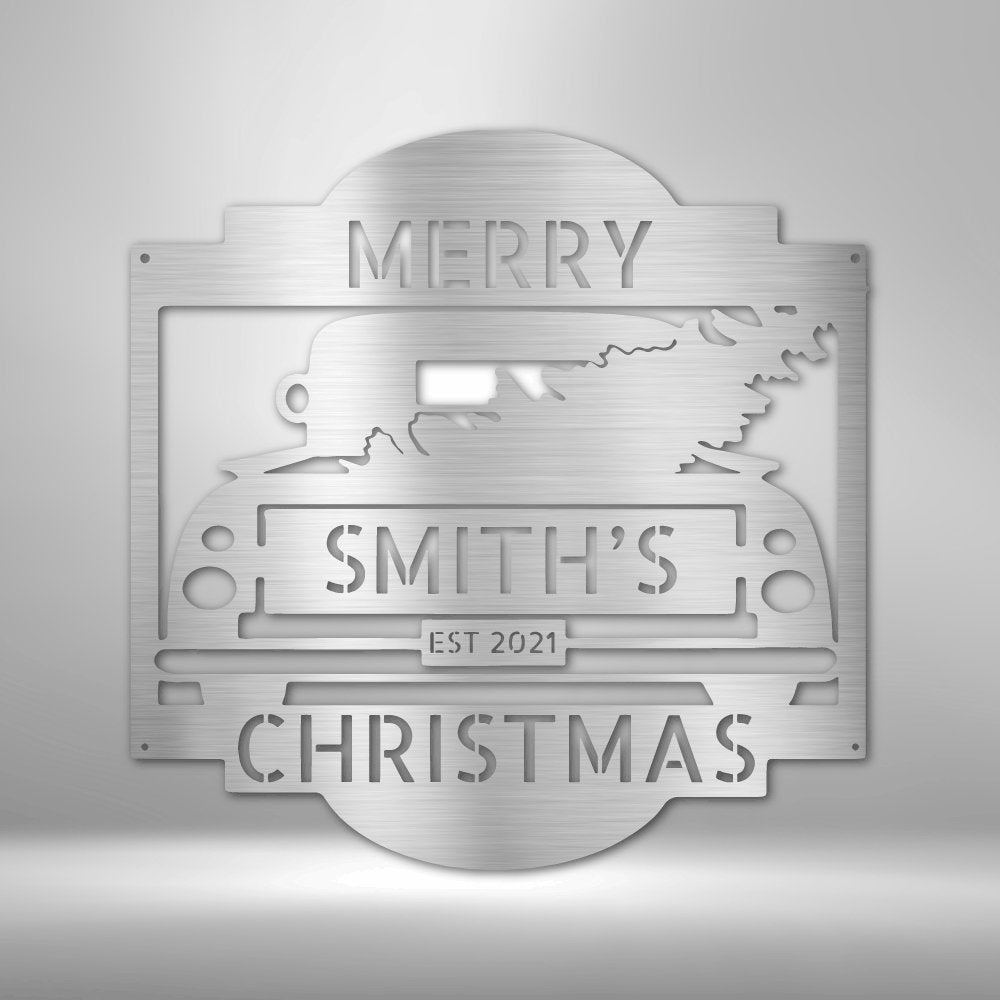 Christmas Truck Personalized Name Text Steel SignCustomly Gifts