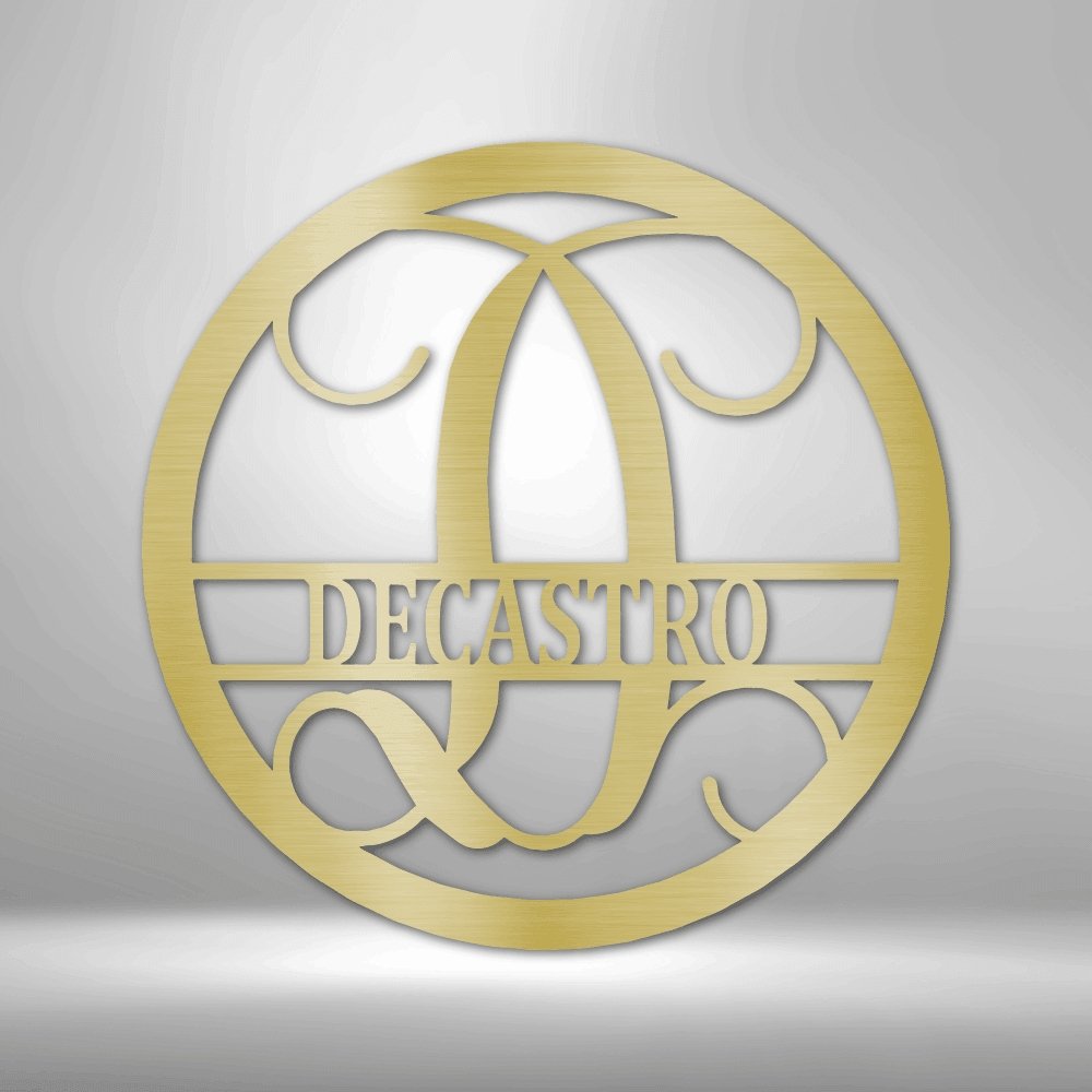 Circle Vine Personalized Name Initial Monogram Steel SignCustomly Gifts