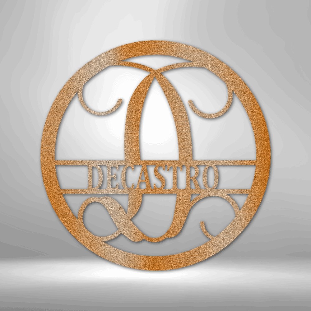 Circle Vine Personalized Name Initial Monogram Steel SignCustomly Gifts