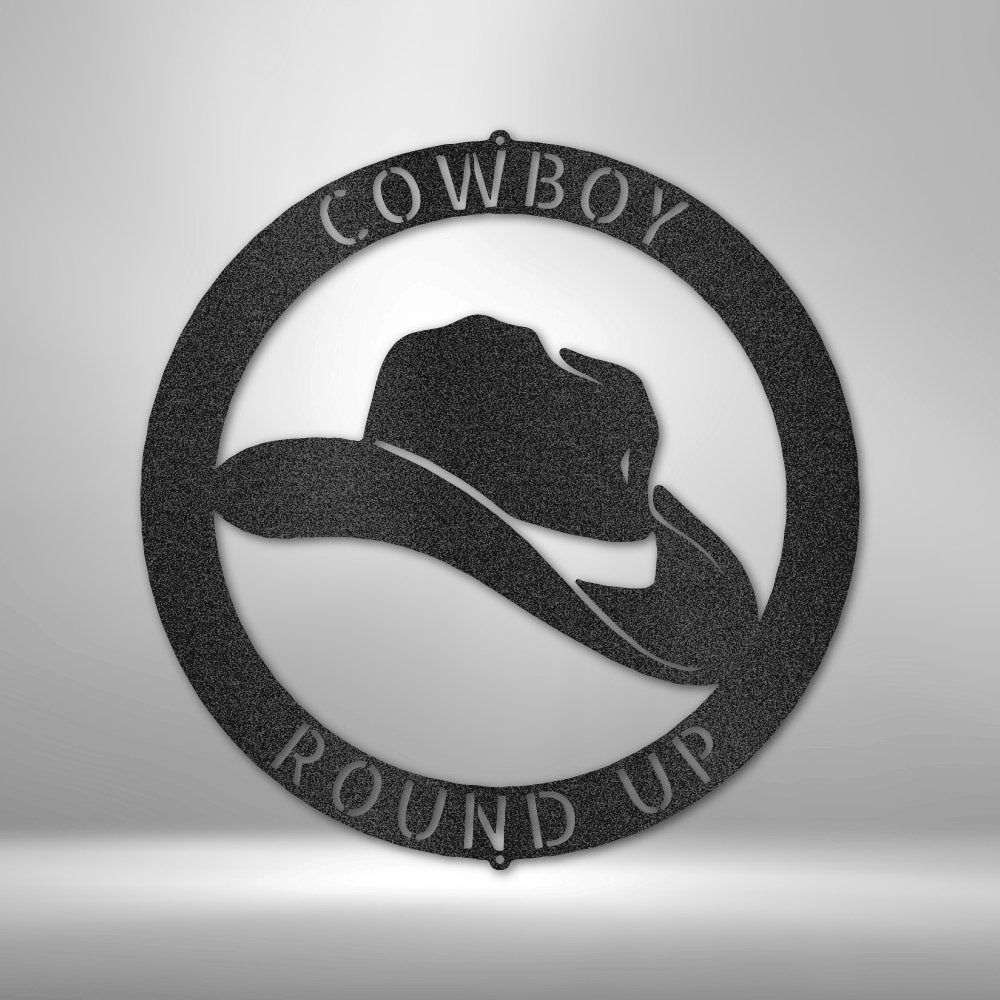 Cowboy Hat Monogram Personalized Text Steel SignCustomly Gifts