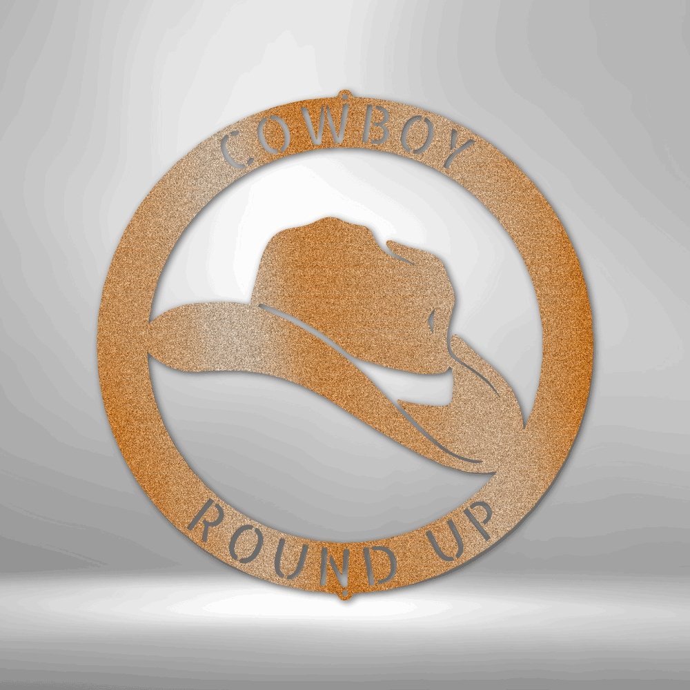 Cowboy Hat Monogram Personalized Text Steel SignCustomly Gifts