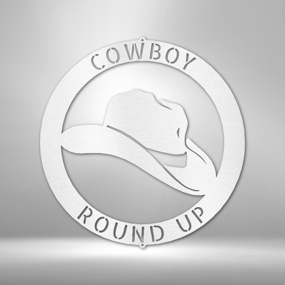 Cowboy Hat Monogram Personalized Text Steel SignCustomly Gifts