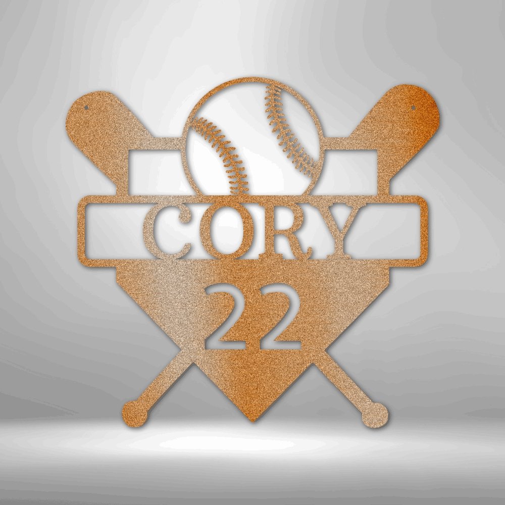 Custom Baseball Monogram Personalized Name Number Metal SignCustomly Gifts