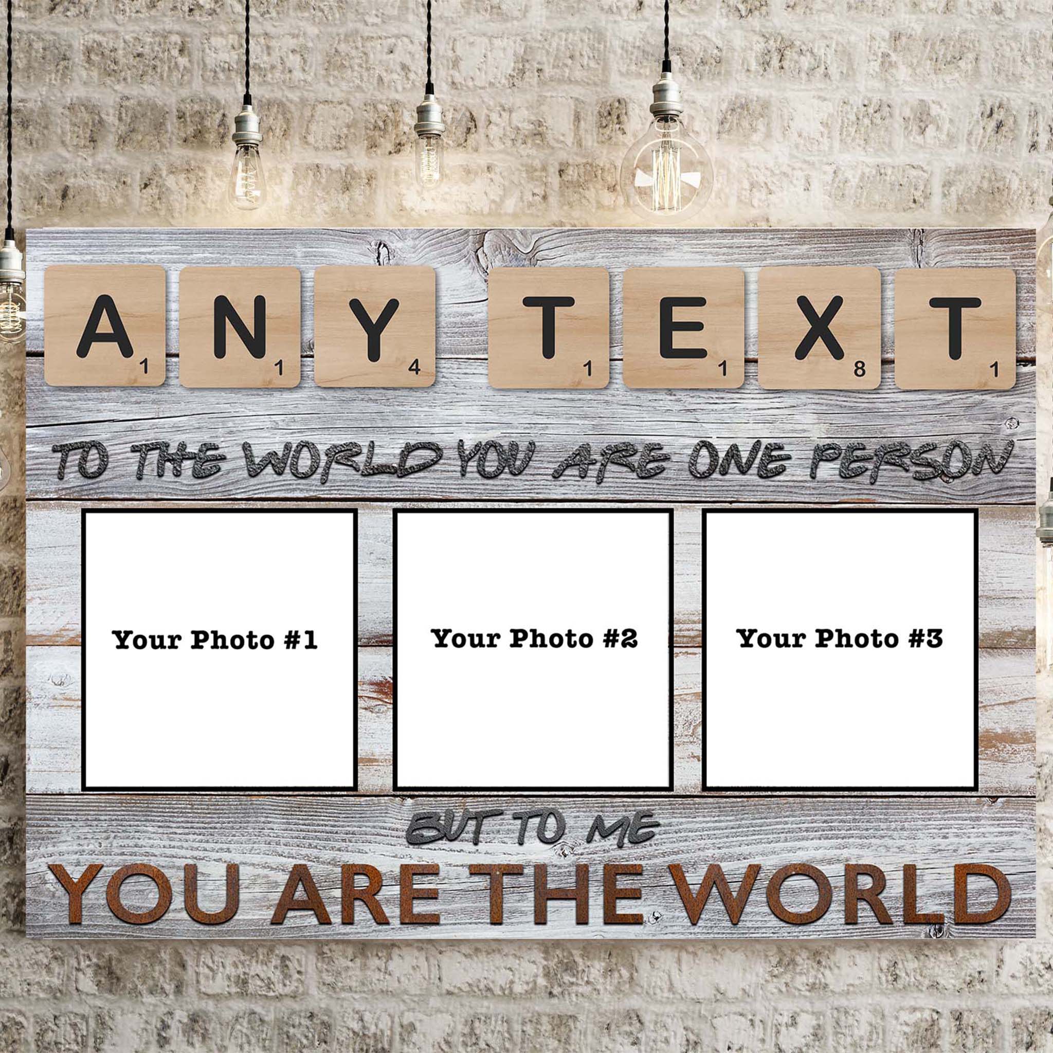 Custom Scrabble Tile You Are The World Personalized Photo CanvasCustomly Gifts