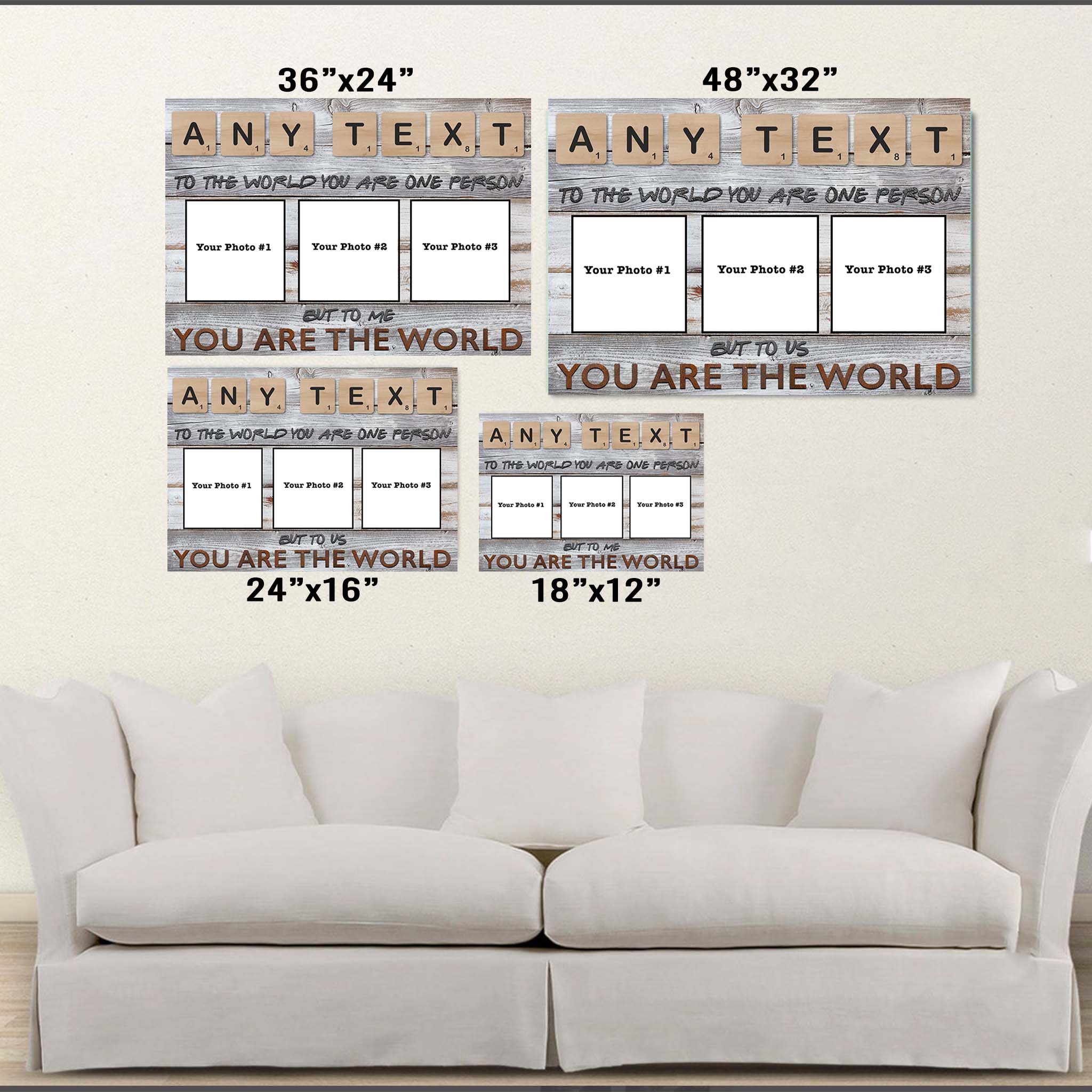 Custom Scrabble Tile You Are The World Personalized Photo CanvasCustomly Gifts