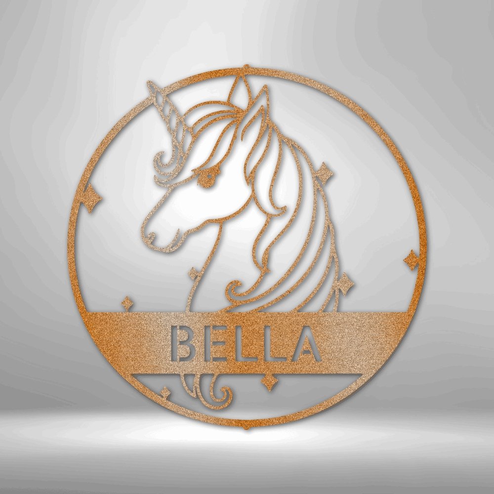 Cute Unicorn Personalized Name Text - Steel SignCustomly Gifts