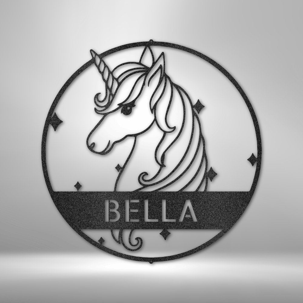 Cute Unicorn Personalized Name Text - Steel SignCustomly Gifts