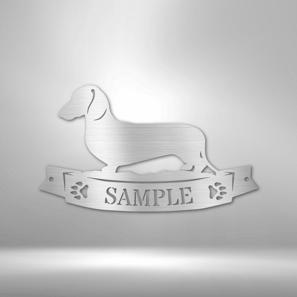 Dachshund Banner Personalized Name Steel SignCustomly Gifts