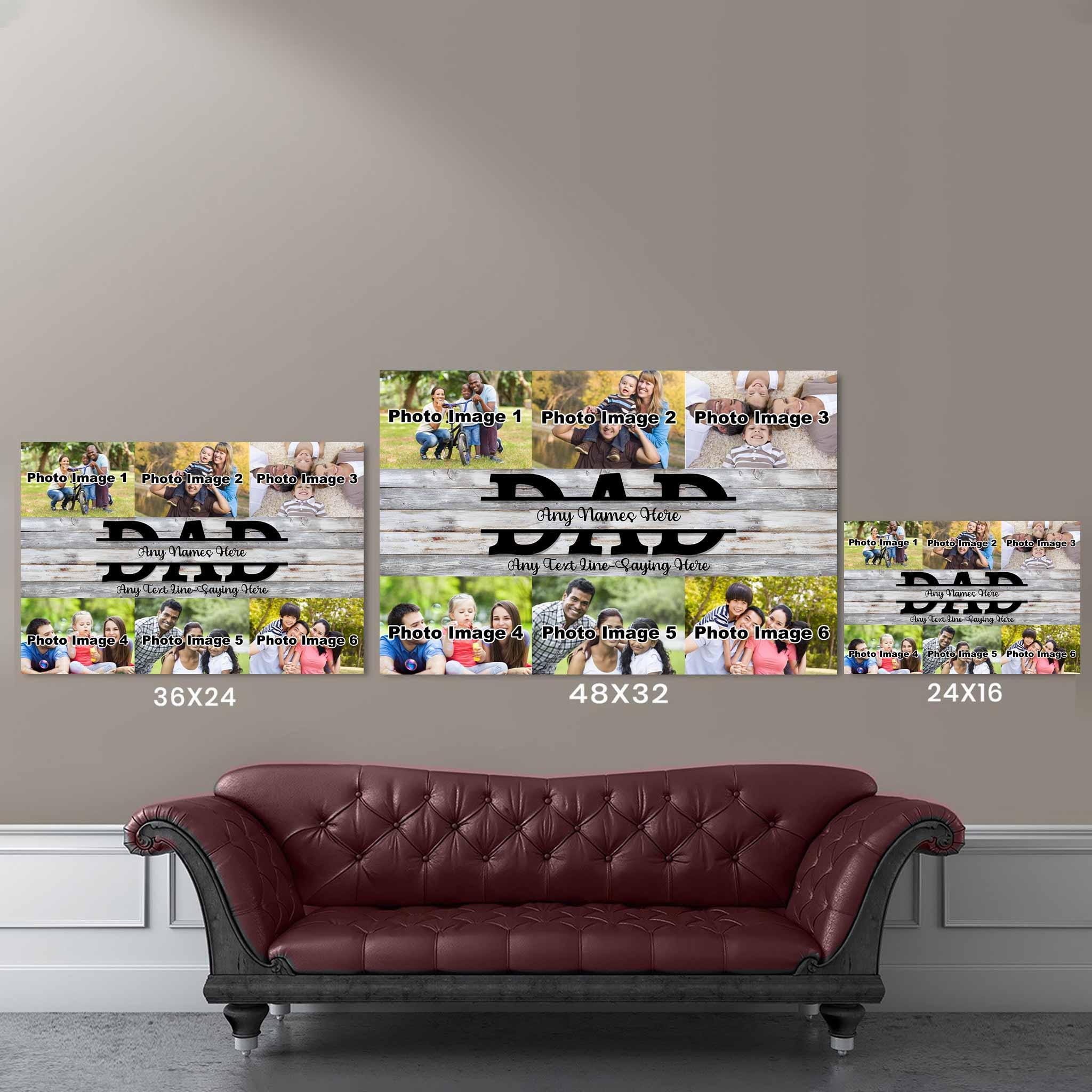 Dad Family Photo Collage With Custom Personalized Names & Text CanvasCustomly Gifts