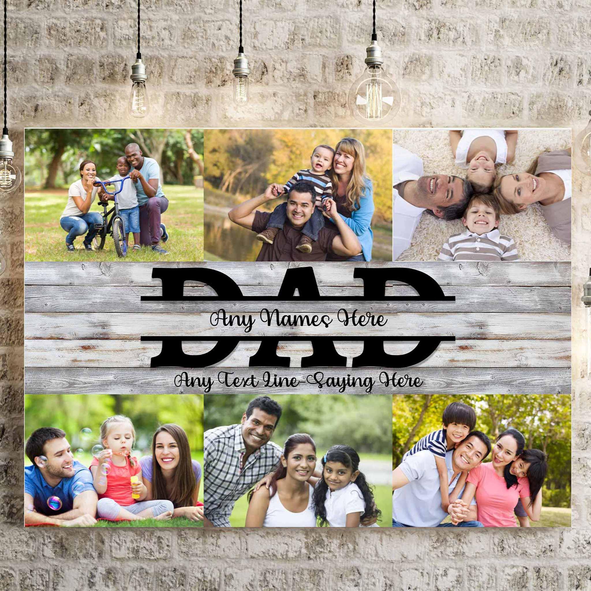 Dad Family Photo Collage With Custom Personalized Names & Text CanvasCustomly Gifts