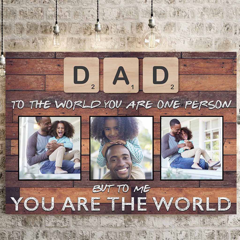 Dad Scrabble You Are The World Dark Wood Personalized Photo CanvasCustomly Gifts