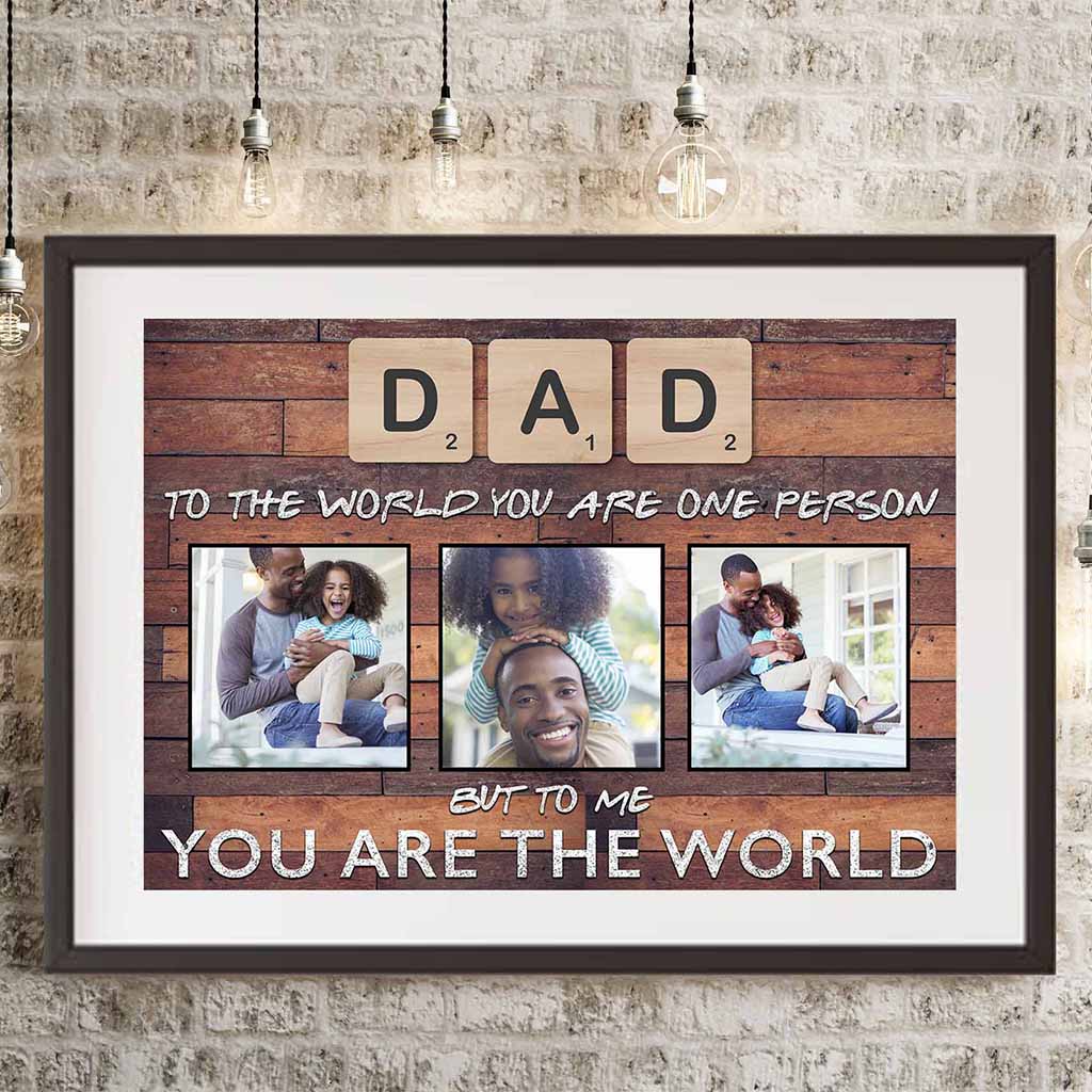 Dad Scrabble You Are The World Dark Wood Personalized Photo PosterCustomly Gifts