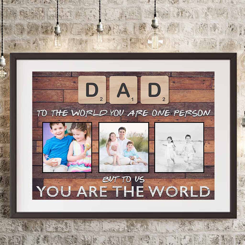 Dad Scrabble You Are The World Dark Wood Personalized Photo PosterCustomly Gifts