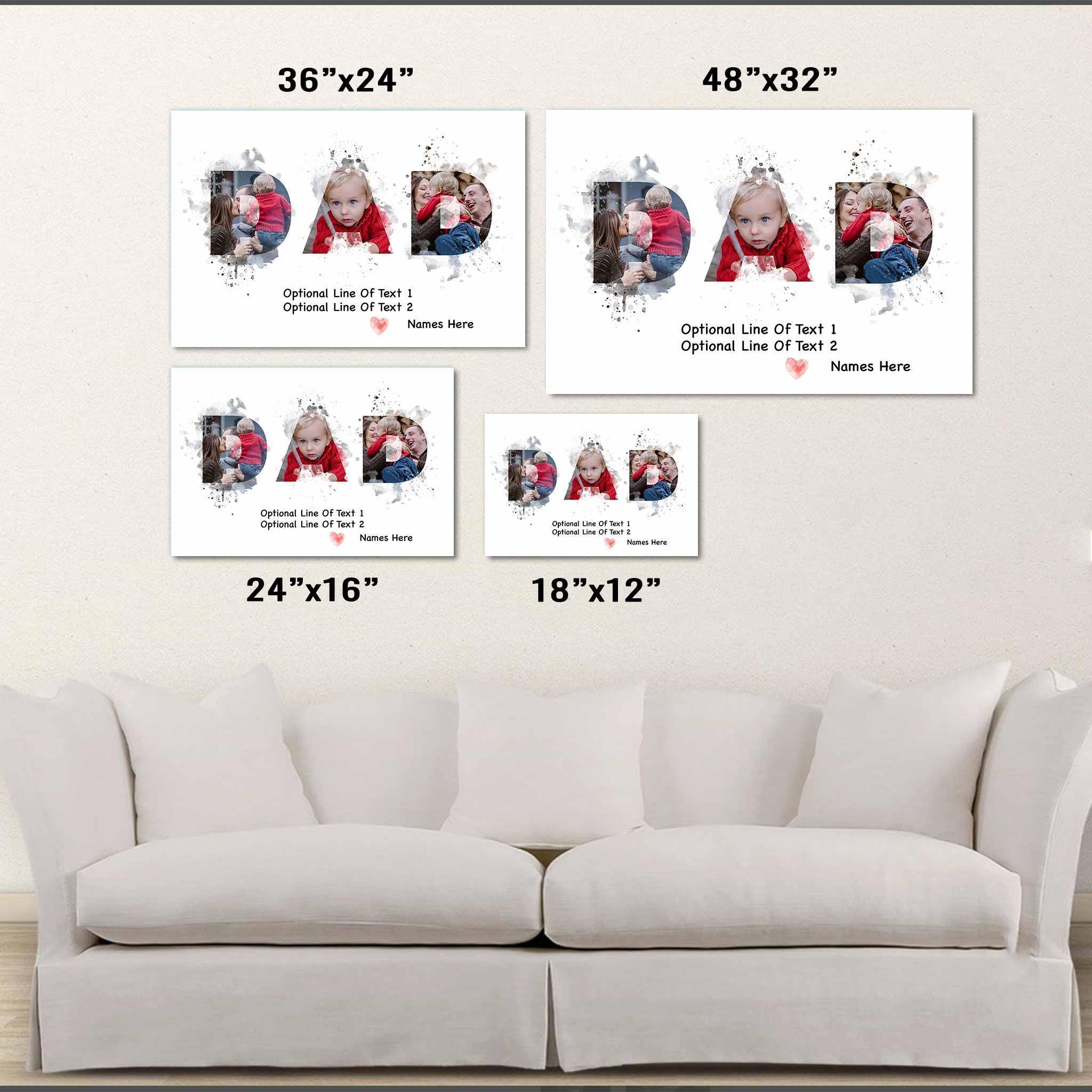 Dad Watercolor Photo Collage With Personalized Text Custom White CanvasCustomly Gifts
