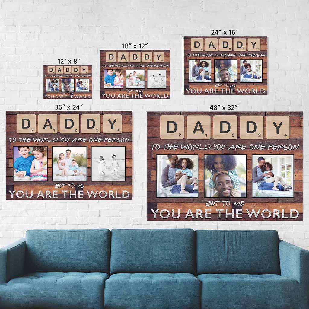Daddy Scrabble You Are The World Dark Wood Personalized Photo CanvasCustomly Gifts