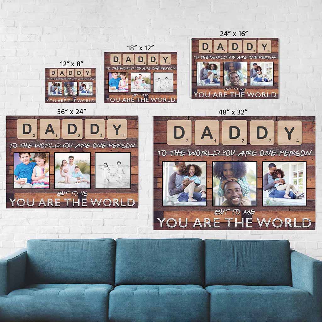 Daddy Scrabble You Are The World Dark Wood Personalized Photo PosterCustomly Gifts