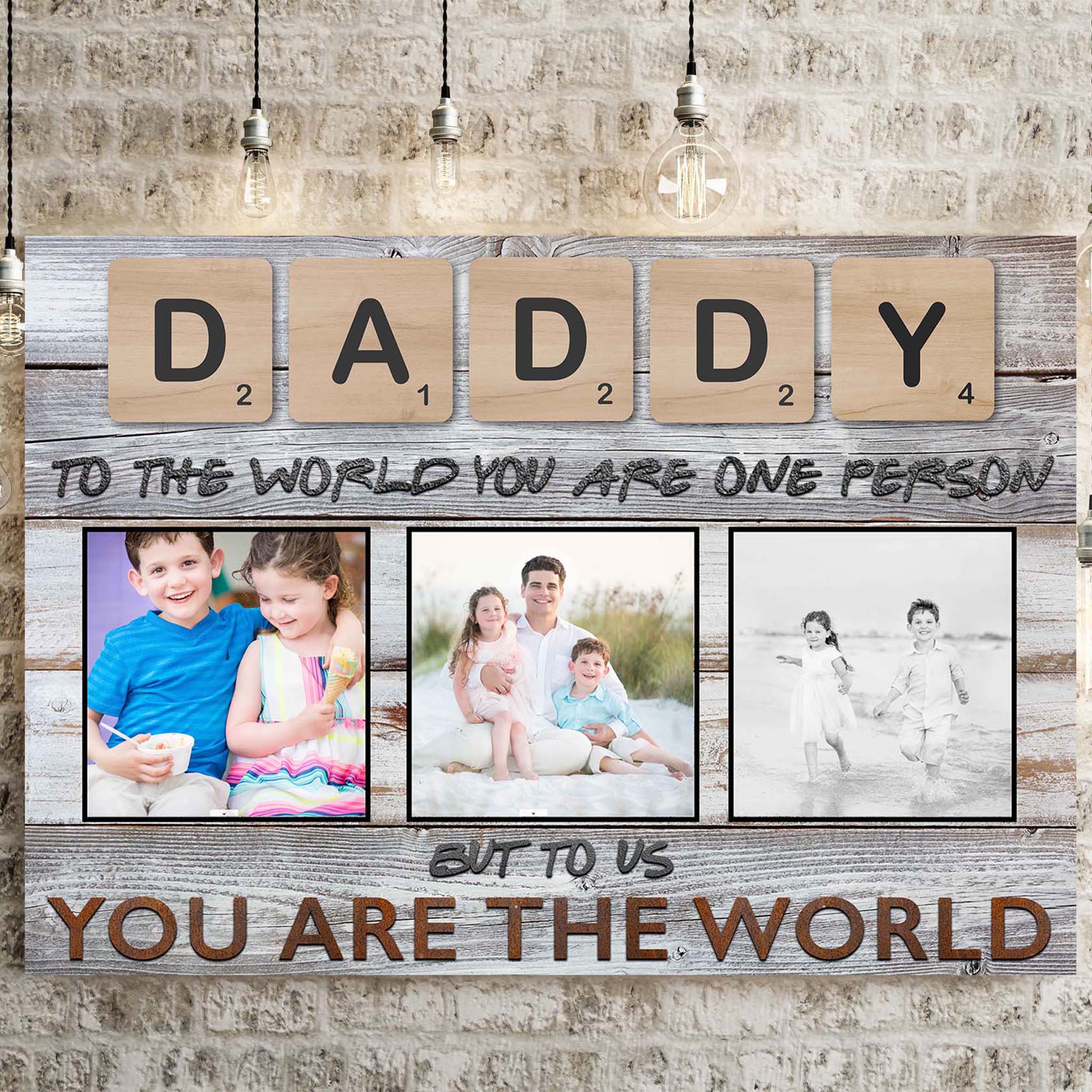 Daddy Scrabble You Are The World Personalized Photo CanvasCustomly Gifts