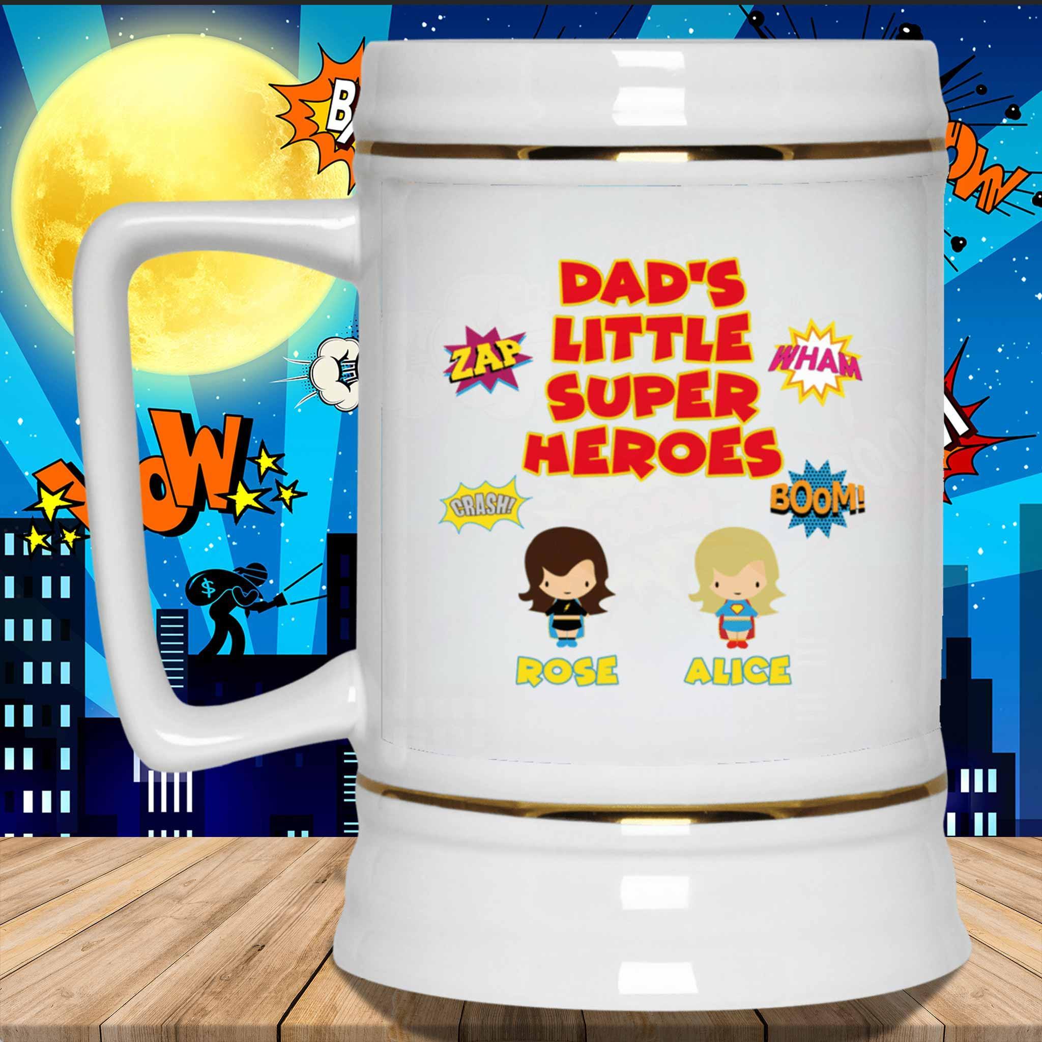 Dad's Little Super Heroes Custom Personalized 22oz Mug SteinCustomly Gifts