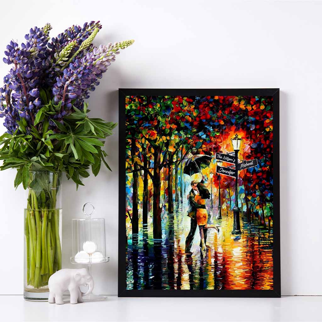 Dance Under The Rain Personalized Street Signs Impressionist Style PosterCustomly Gifts