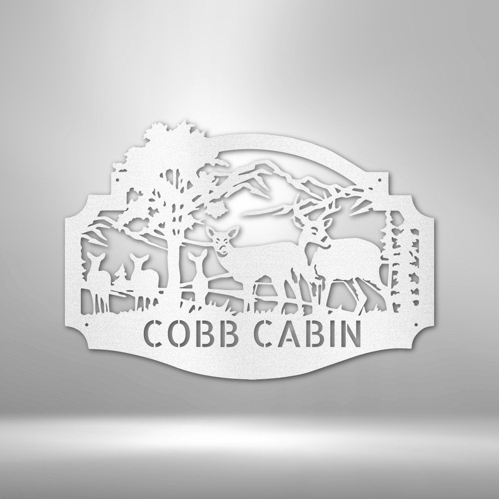 Deer Family Personalized Name Text Steel SignCustomly Gifts