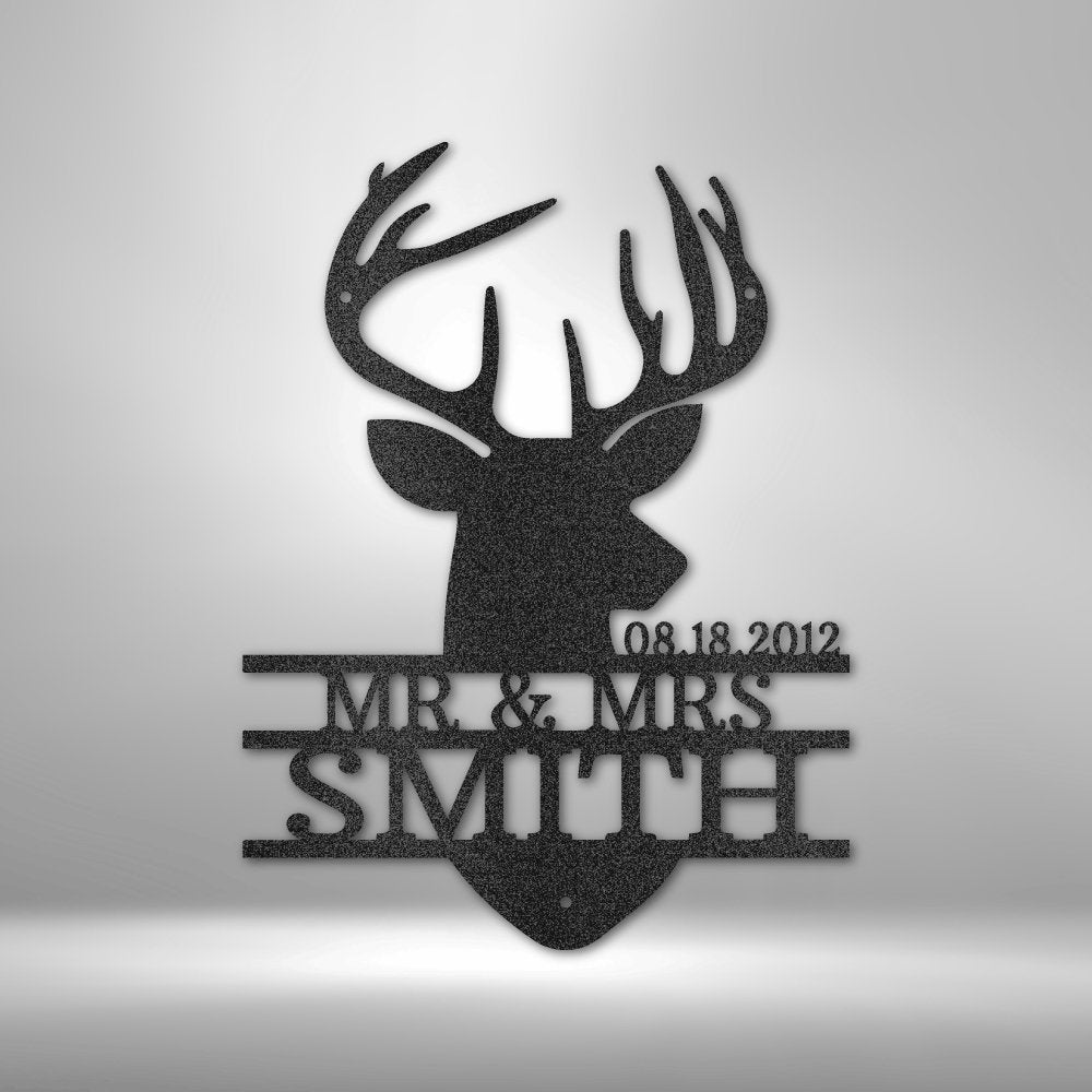 Deer Head Personalized Name Text Steel SignCustomly Gifts